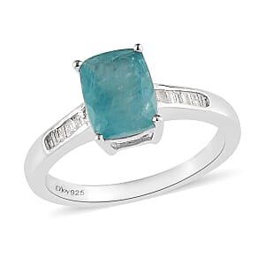 Premium Grandidierite and Diamond Ring in Platinum Over Sterling Silver (Size 8.0) 1.60 ctw