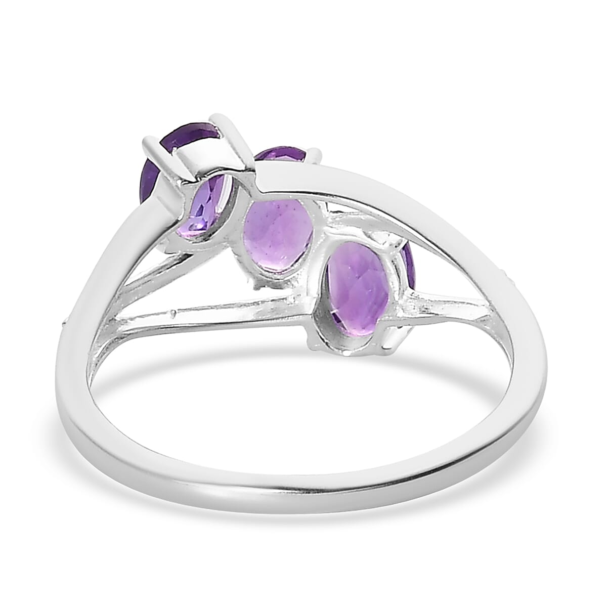 Amethyst 3 Stone Ring in Sterling Silver (Size 10.0) 1.25 ctw image number 4