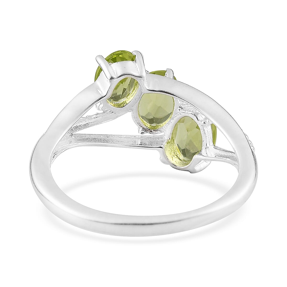 Peridot 3 Stone Ring in Sterling Silver (Size 10.0) 1.50 ctw