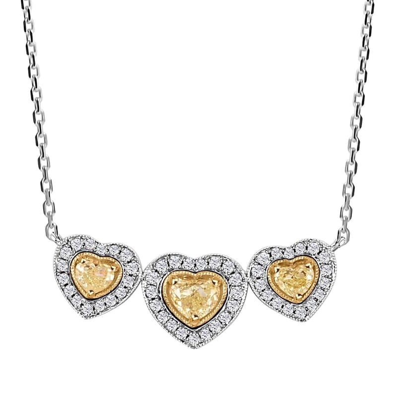 Eternal Love Collection 14K Yellow and White Gold Natural Yellow & White Diamond (SI) Necklace (18 Inches) (5.1 g) 0.80 ctw