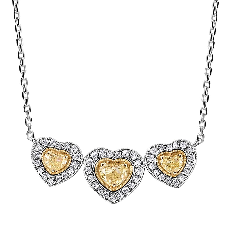 Eternal Love Collection 14K Yellow and White Gold Natural Yellow & White Diamond (SI) Necklace (18 Inches) (5.1 g) 0.80 ctw