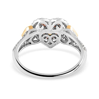 14K Yellow, Rose and White Gold Natural Yellow, Pink and White Diamond (I2) Ring (Size 6.0) 0.75 ctw