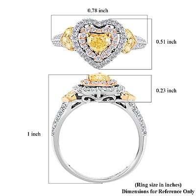 14K Yellow, Rose and White Gold Natural Yellow, Pink and White Diamond (I2) Ring (Size 6.0) 0.75 ctw