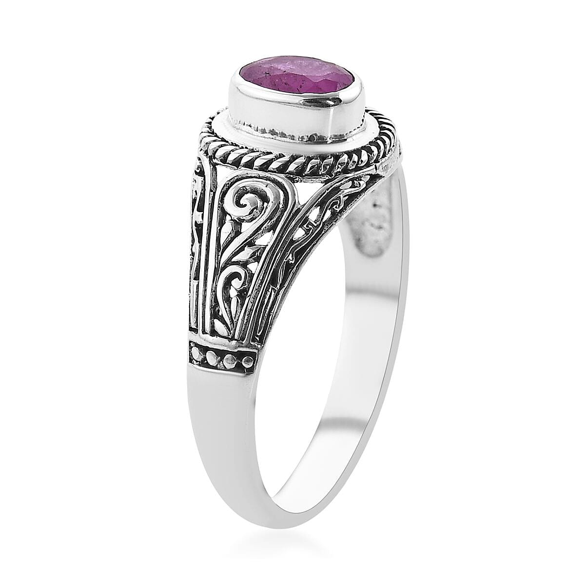 Bali Legacy Ilakaka Hot Pink Sapphire (FF) Ring in Sterling Silver 1.15 ctw image number 3