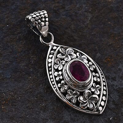Bali Legacy Niassa Ruby (FF) Pendant in Sterling Silver 1.00 ctw