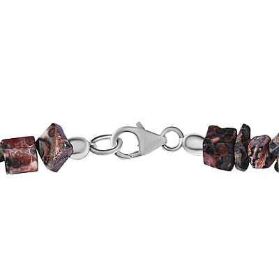 Jasper and Rhodonite Beaded and Chips Necklace 20 Inches in Sterling Silver 209.50 ctw