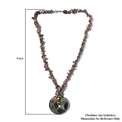 Jasper and Rhodonite Beaded and Chips Necklace 20 Inches in Sterling Silver 209.50 ctw