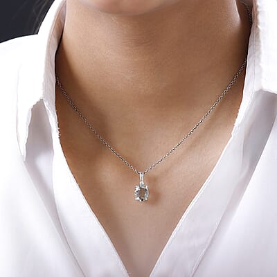 Montezuma Prasiolite Solitaire Pendant in Sterling Silver 2.35 ctw