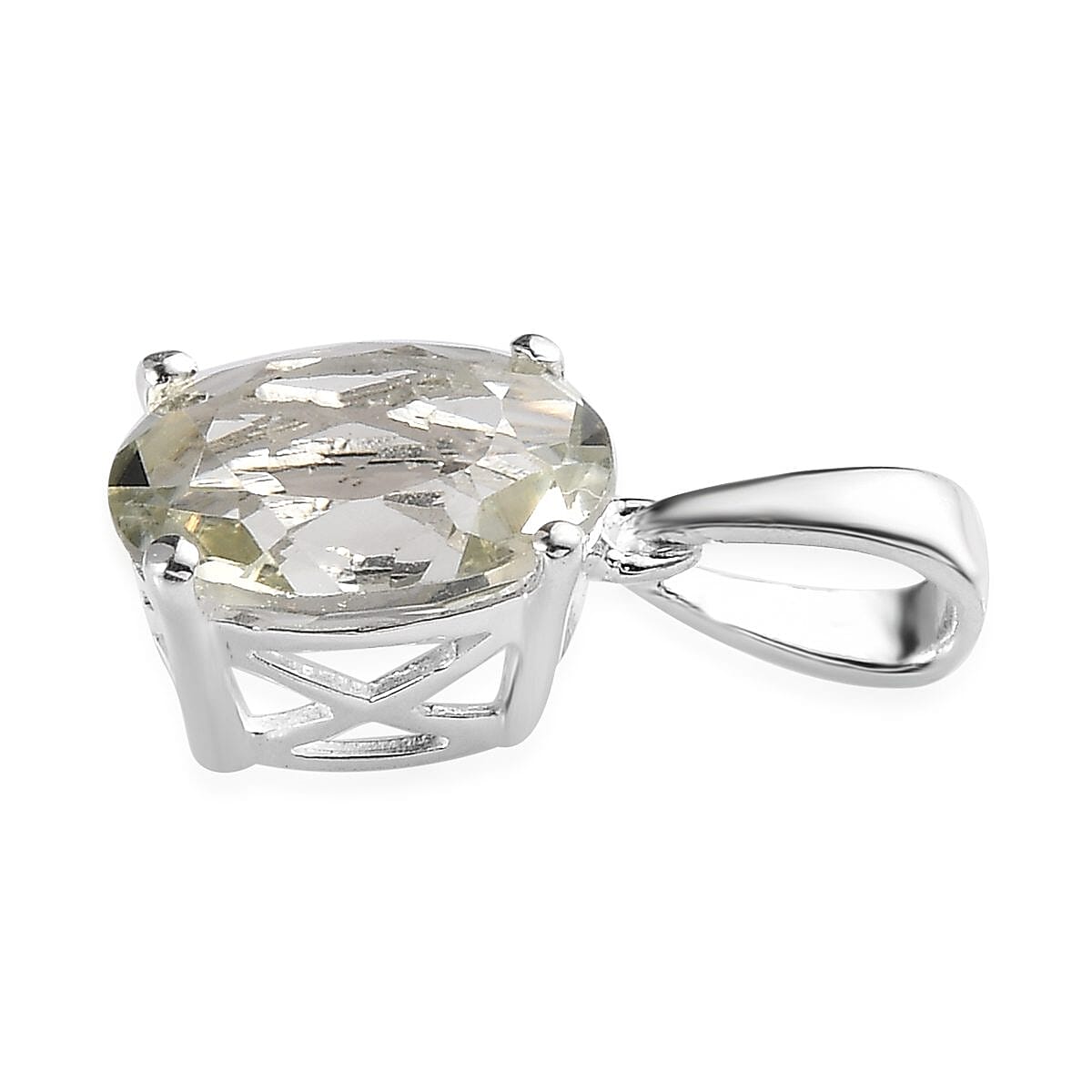 Montezuma Prasiolite Solitaire Pendant in Sterling Silver (Delivery in 7-10 Business Days) 2.35 ctw image number 3
