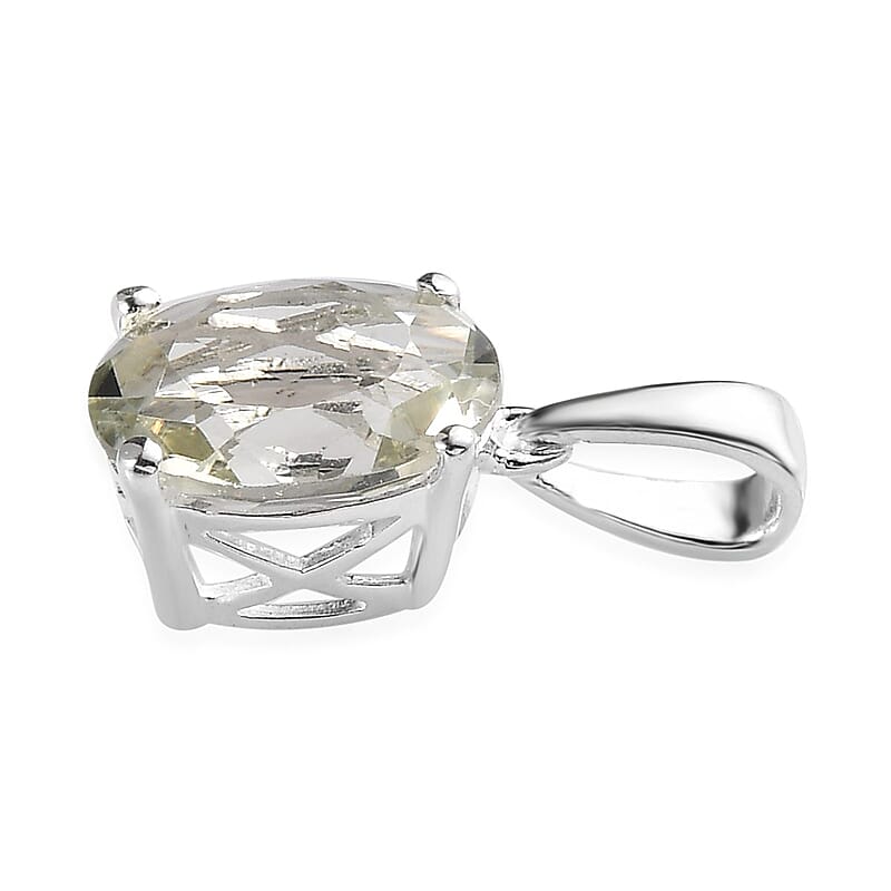 Montezuma Prasiolite Solitaire Pendant in Sterling Silver 2.35 ctw