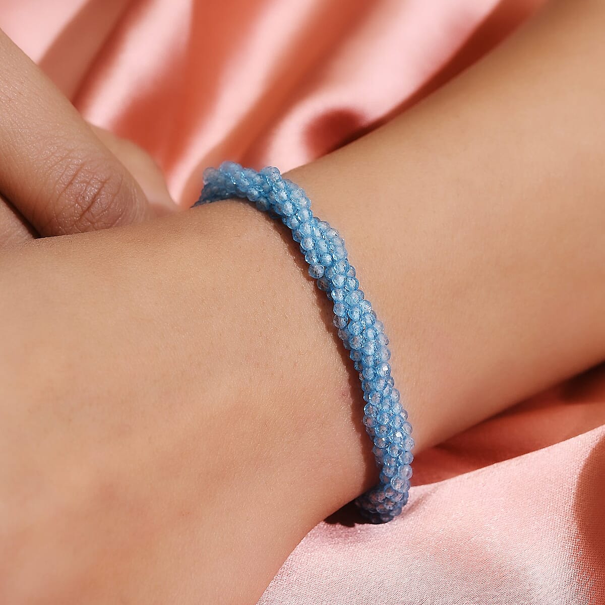 Sky Blue Topaz Beaded Bolo Bracelet in Rhodium Over Sterling Silver 23.50 ctw image number 2