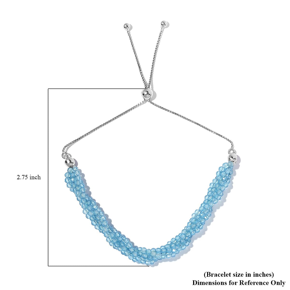 Sky Blue Topaz Beaded Bolo Bracelet in Rhodium Over Sterling Silver 23.50 ctw image number 4