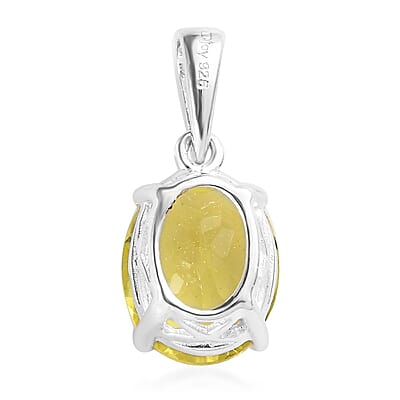 Brazilian Green Gold Quartz Solitaire Pendant in Sterling Silver 2.40 ctw