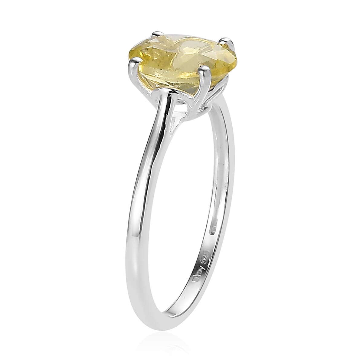 Brazilian Green Gold Quartz Solitaire Ring in Sterling Silver (Size 10.0) 1.65 ctw image number 3