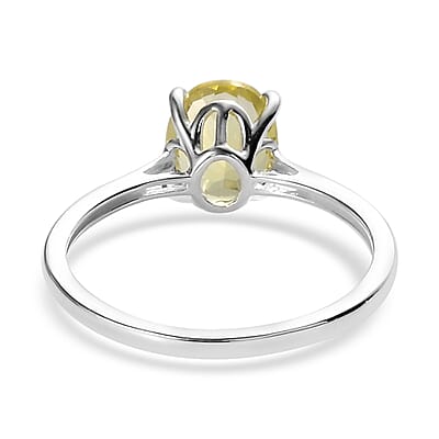 Brazilian Green Gold Quartz Solitaire Ring in Sterling Silver (Size 10.0) 1.65 ctw