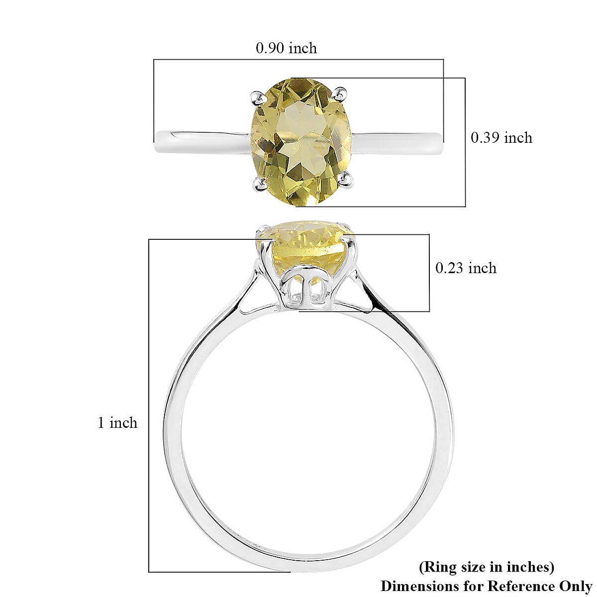 Brazilian Green Gold Quartz Solitaire Ring in Sterling Silver (Size 10.0) 1.65 ctw image number 5