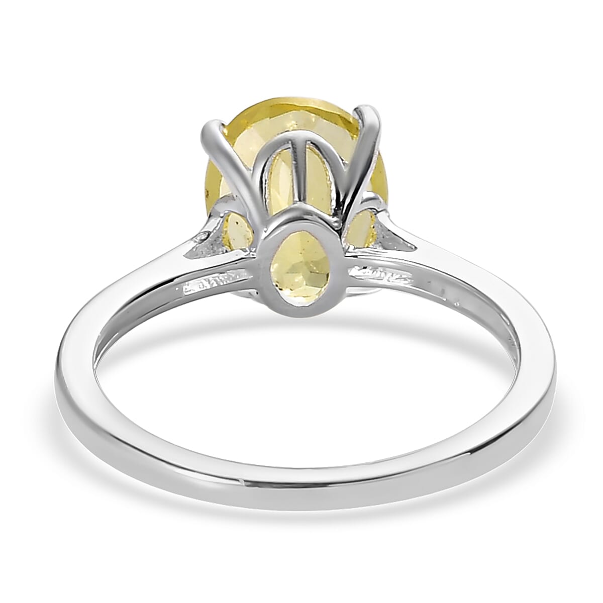 Brazilian Green Gold Quartz Solitaire Ring in Sterling Silver (Size 9.0) 1.65 ctw image number 4