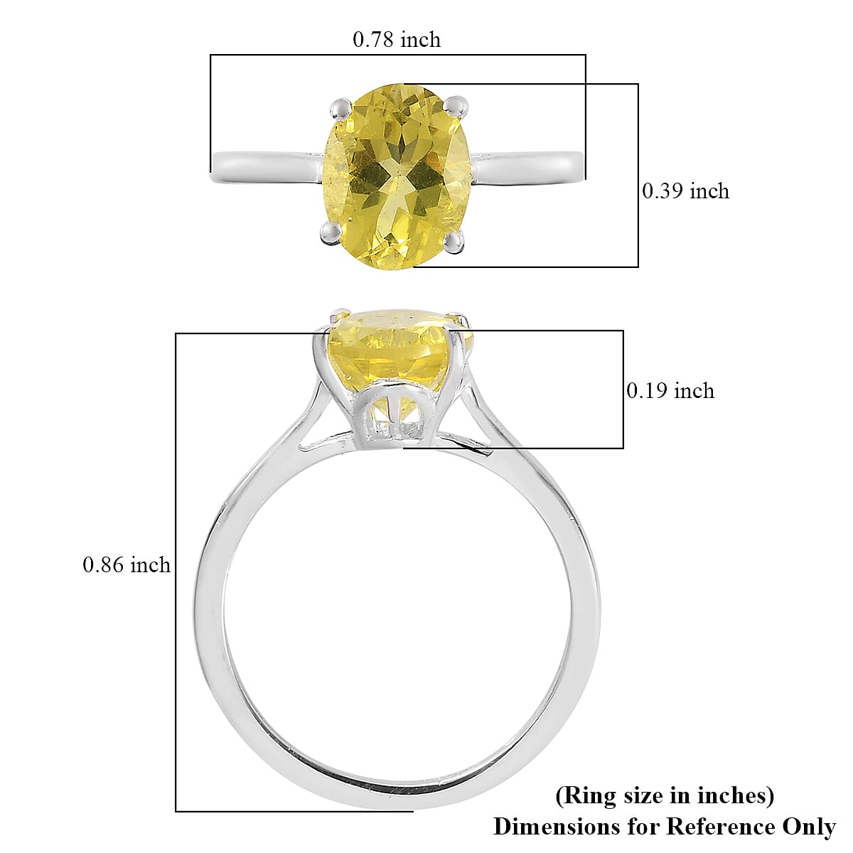 Brazilian Green Gold Quartz Solitaire Ring in Sterling Silver (Size 9.0) 1.65 ctw image number 5