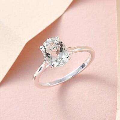 Montezuma Prasiolite Solitaire Ring in Sterling Silver (Size 10.0) 1.75 ctw