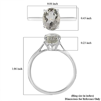 Montezuma Prasiolite Solitaire Ring in Sterling Silver (Size 10.0) 1.75 ctw