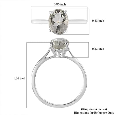 Montezuma Prasiolite Solitaire Ring in Sterling Silver (Size 7.0) 1.75 ctw
