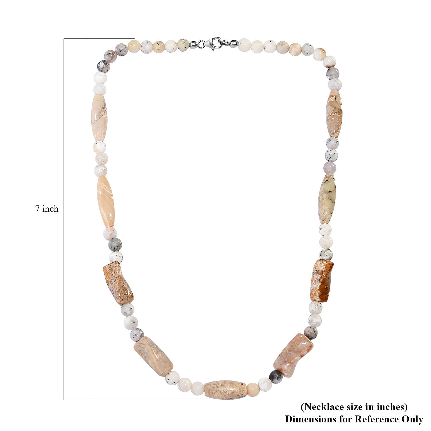 Dendritic Agate and Agate Necklace 20 Inches in Sterling Silver 183.00 ctw