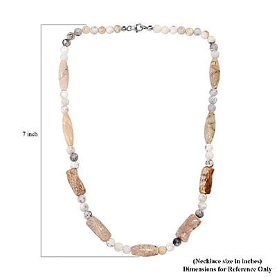 Dendritic Agate and Agate Necklace 20 Inches in Sterling Silver 183.00 ctw