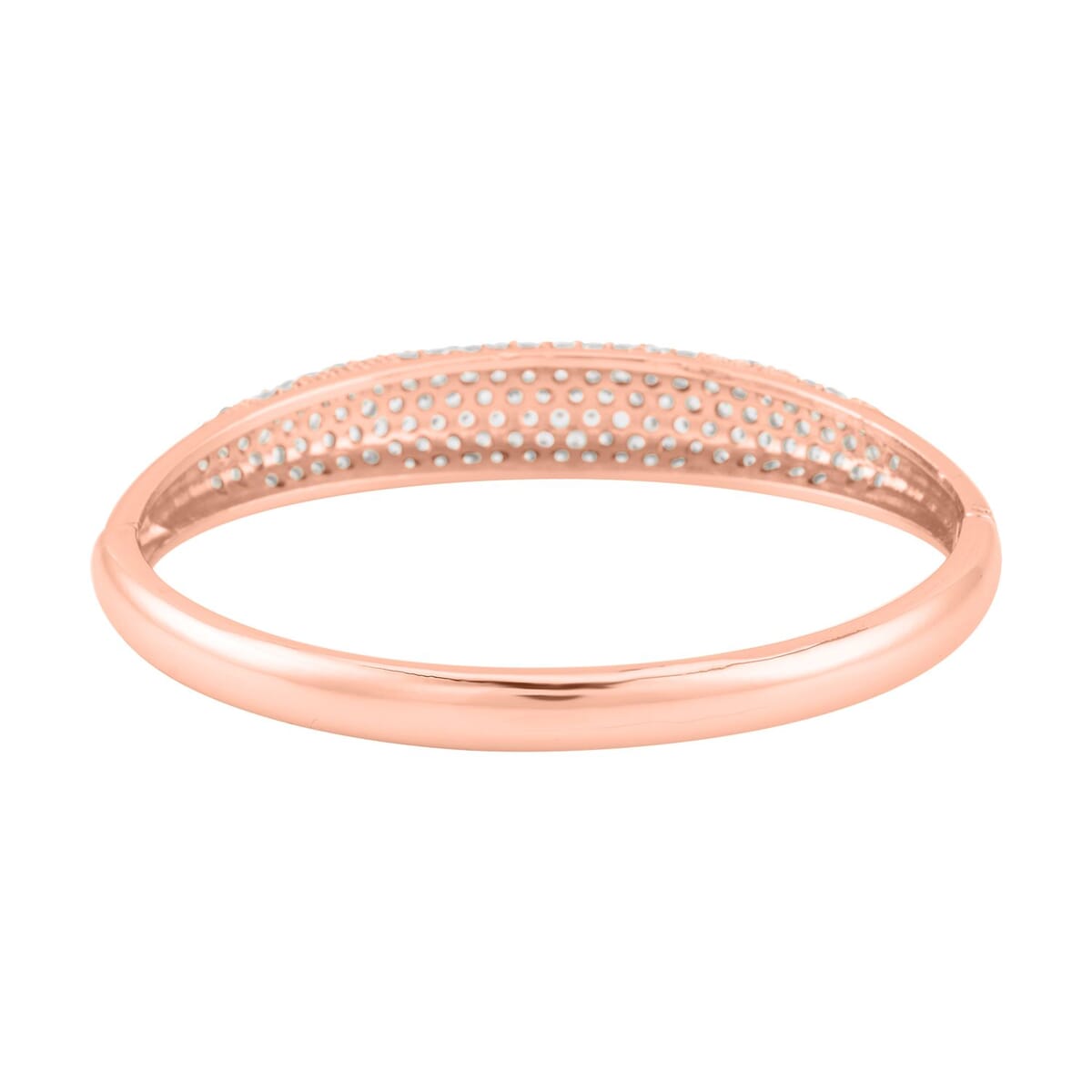 Simulated Diamond Bangle Bracelet in Rosetone (6.75 In) 5.50 ctw image number 2