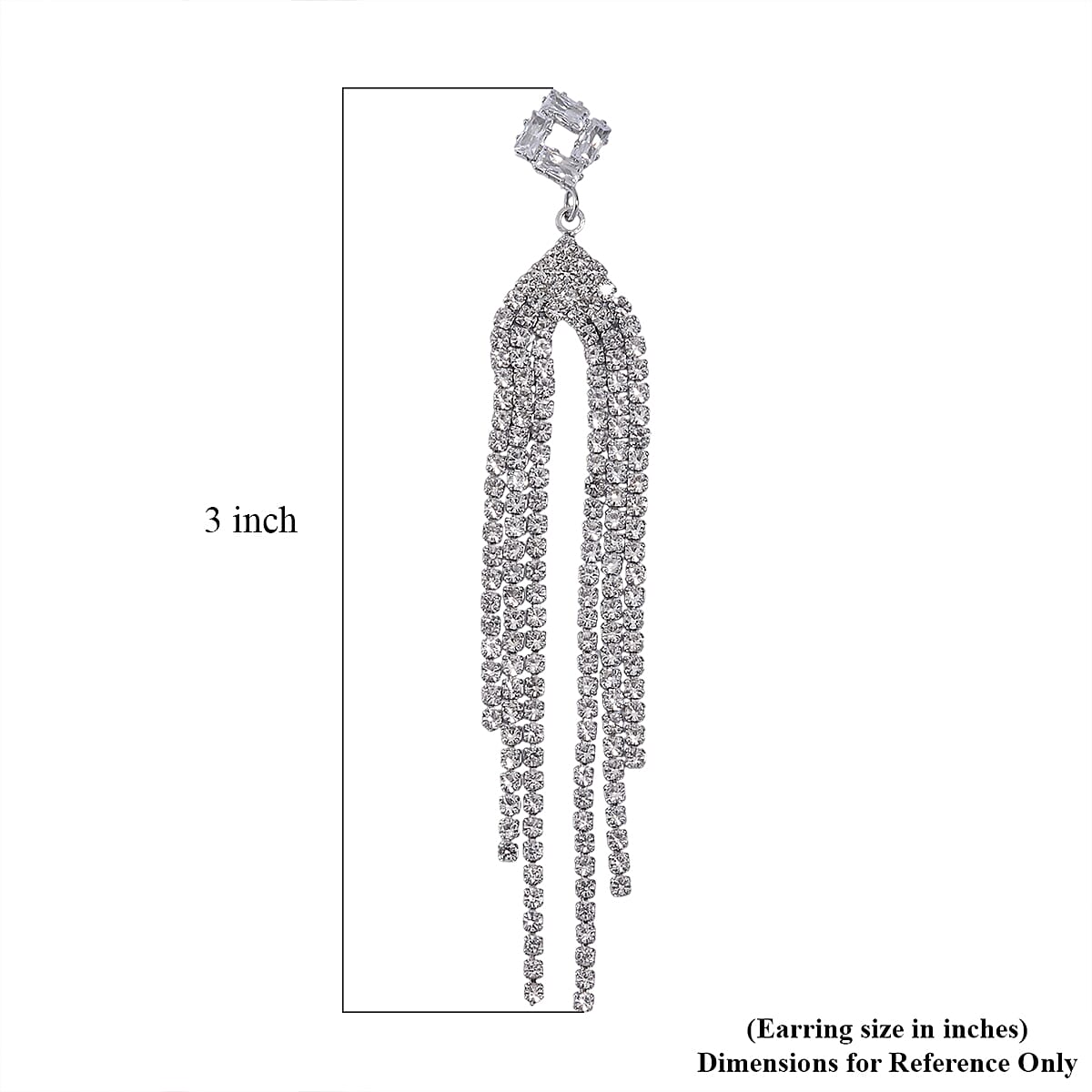 Simulated Diamond Tassel Drop Earrings in Silvertone