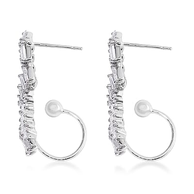 Simulated Diamond Leaf Earrings in Silvertone