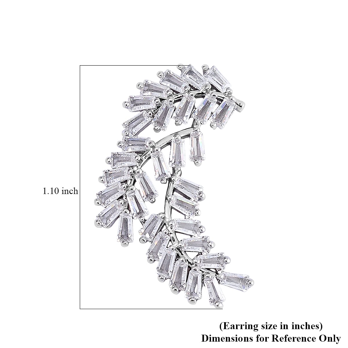 Simulated Diamond Leaf Earrings in Silvertone image number 5