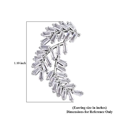 Simulated Diamond Leaf Earrings in Silvertone