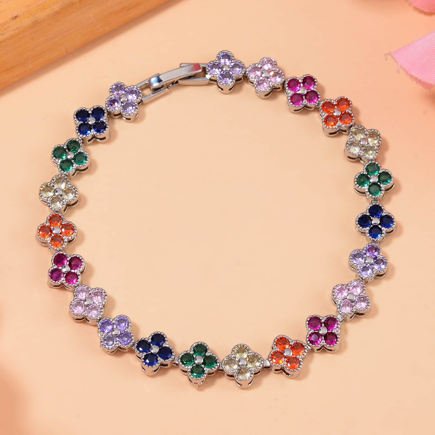 Multi floral full diamond hot bracelet