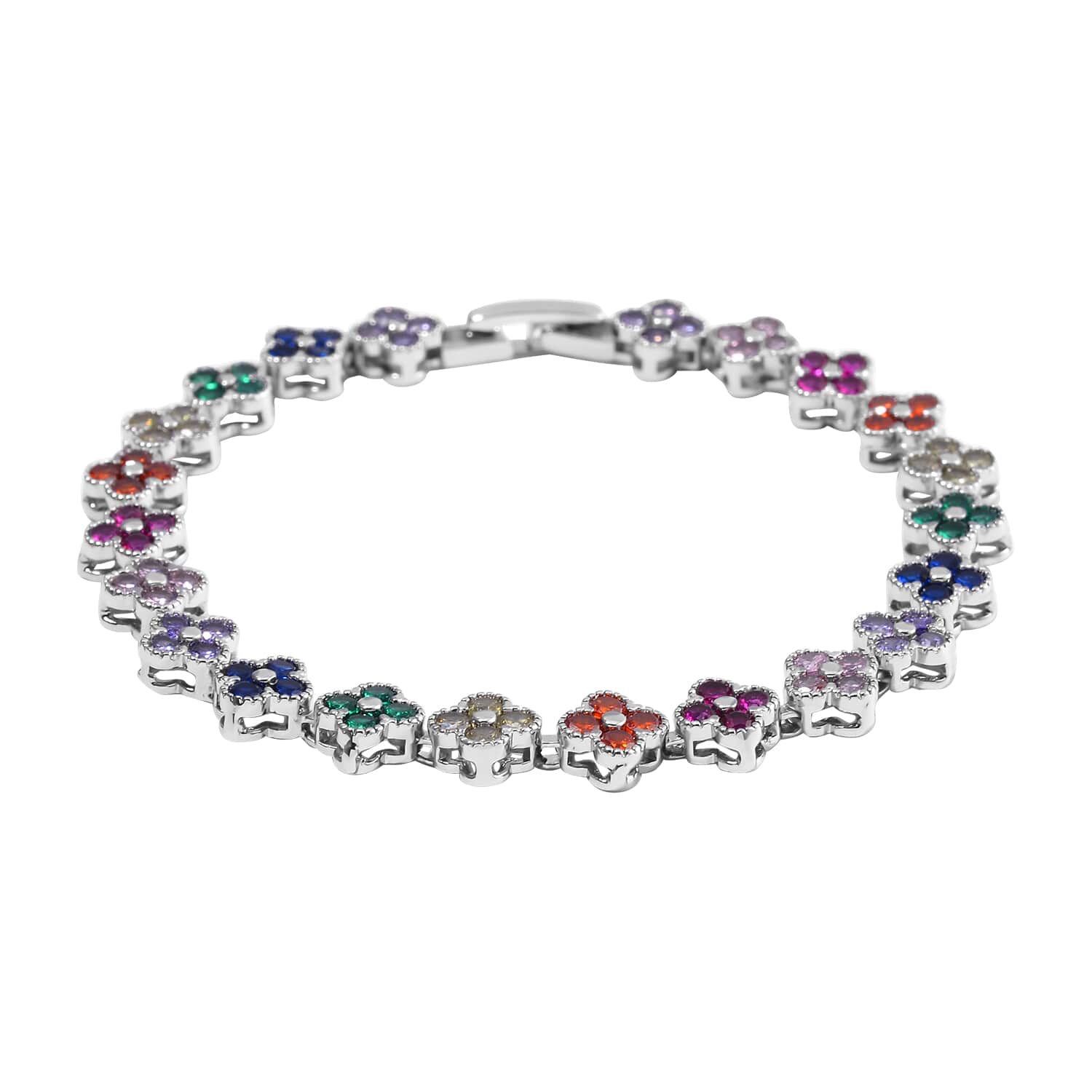 Multi floral full diamond top bracelet