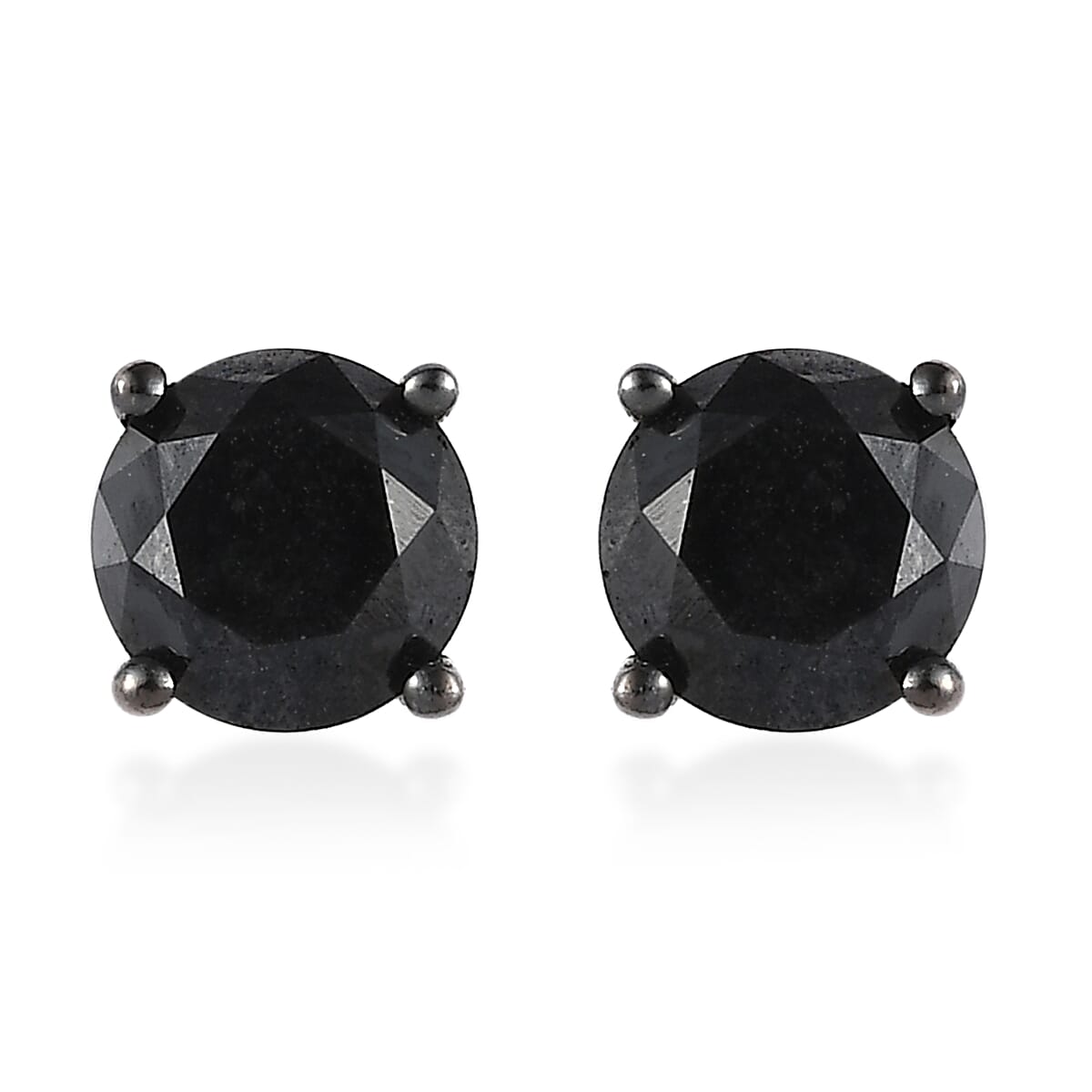 Ankur Treasure Chest Premium Black Diamond Solitaire Stud Earrings in Platinum Over Sterling Silver 1.00 ctw image number 0