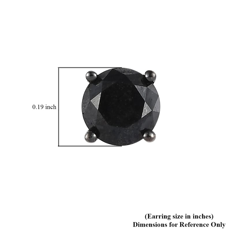 Ankur Treasure Chest Premium Black Diamond Solitaire Stud Earrings in Platinum Over Sterling Silver 1.00 ctw