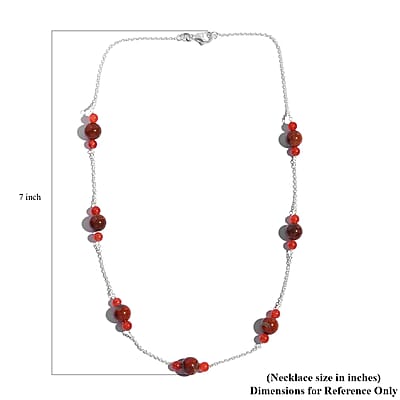 Red Jasper and Red Agate Necklace 18 Inches in Sterling Silver 35.30 ctw