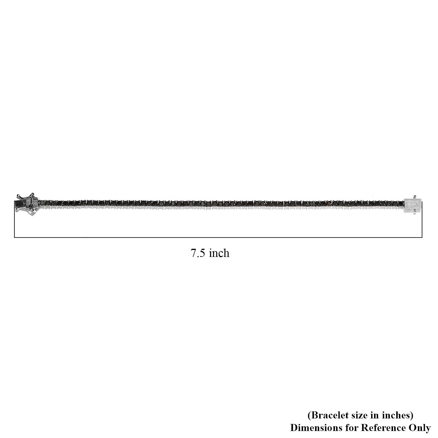 Premium Black Diamond Tennis Bracelet in Platinum Over Sterling Silver (7.25 In) 5.00 ctw