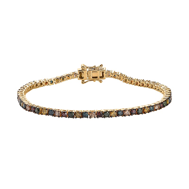 Multi Diamond Tennis Bracelet in Vermeil Yellow Gold Over Sterling Silver (7.25 In) 5.00 ctw