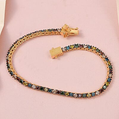 Multi Diamond Tennis Bracelet in Vermeil Yellow Gold Over Sterling Silver (7.25 In) 5.00 ctw
