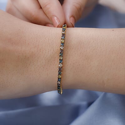 Multi Diamond Tennis Bracelet in Vermeil Yellow Gold Over Sterling Silver (7.25 In) 5.00 ctw