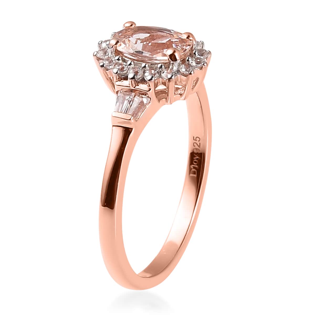 Premium Marropino Morganite and Natural White Zircon Sunburst Ring in Vermeil Rose Gold Over Sterling Silver (Size 10.0) 1.10 ctw image number 3