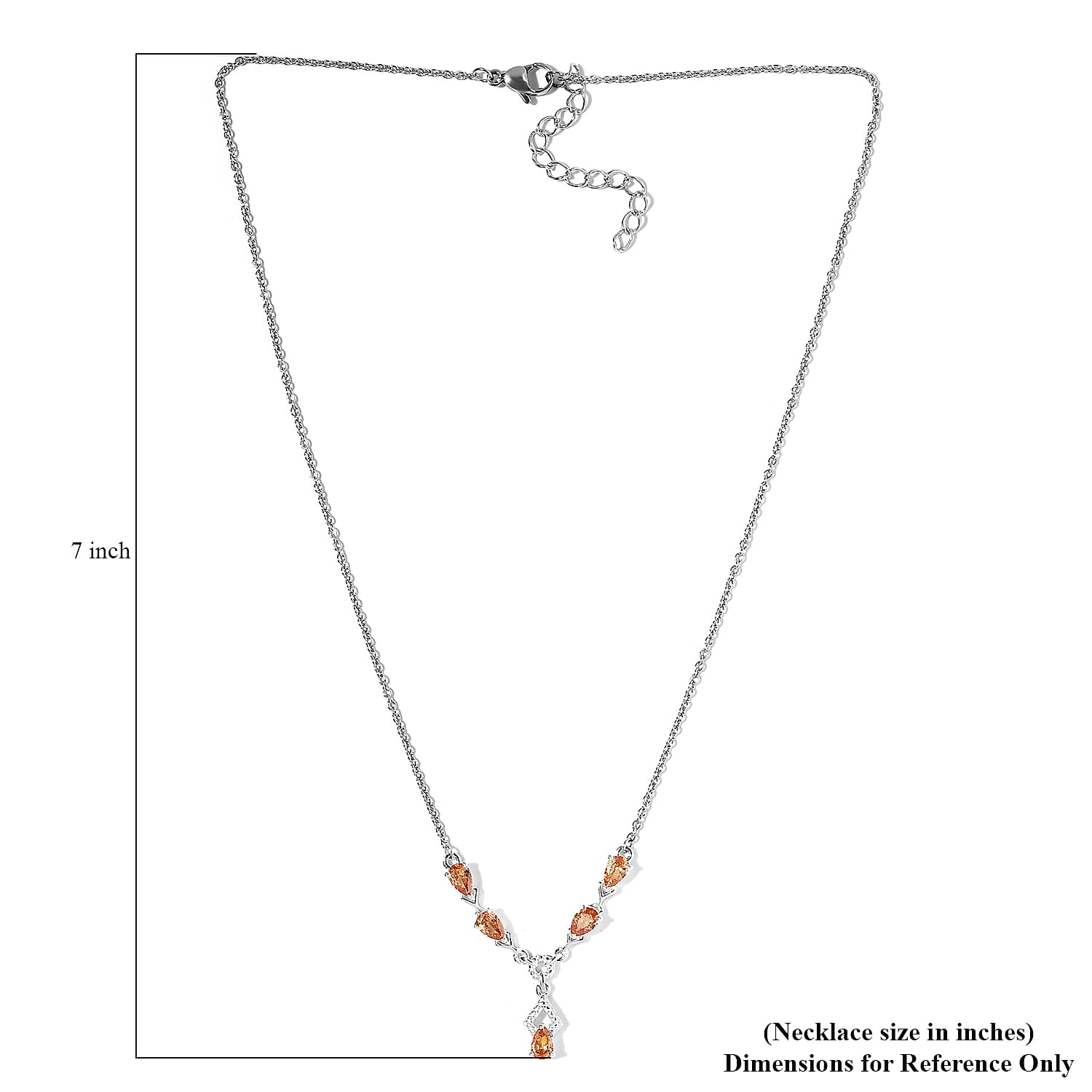 Simulated Champagne Diamond Necklace in Sterling Silver and Stainless Steel 18 Inches