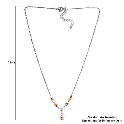 Simulated Champagne Diamond Necklace in Sterling Silver and Stainless Steel 18 Inches
