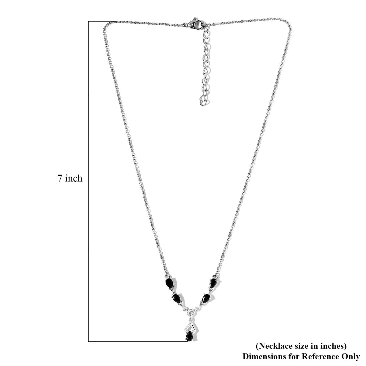 Simulated Black Diamond Necklace in Sterling Silver and Stainless Steel 18 Inches image number 5