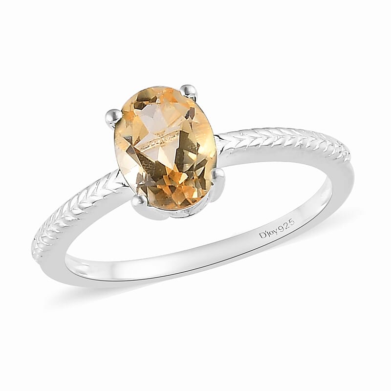 Brazilian Citrine Solitaire Ring in Sterling Silver (Size 10.0) 1.15 ctw