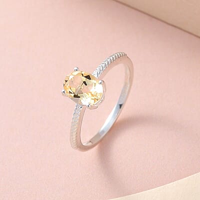 Brazilian Citrine Solitaire Ring in Sterling Silver (Size 10.0) 1.15 ctw
