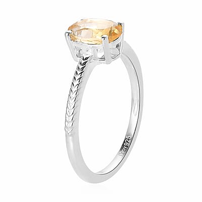 Brazilian Citrine Solitaire Ring in Sterling Silver (Size 10.0) 1.15 ctw
