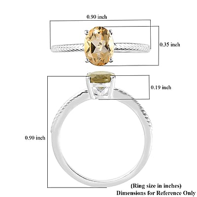 Brazilian Citrine Solitaire Ring in Sterling Silver (Size 10.0) 1.15 ctw