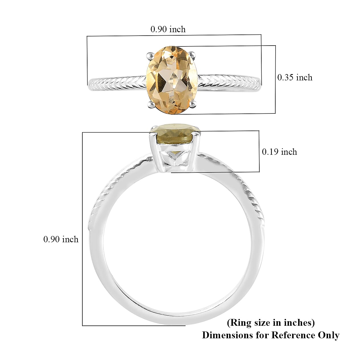 Brazilian Citrine Solitaire Ring in Sterling Silver (Size 9.0) 1.15 ctw image number 5